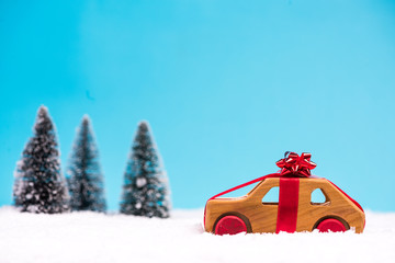 Christmas car sale or delivery concept