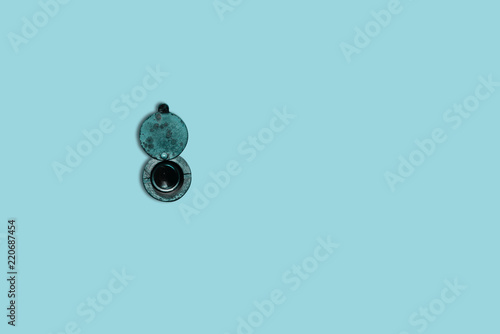 Visor In The Door Green Peephole With A Door On A Green Pastel