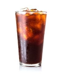 Poster - Glass of ice black tea isolated on white