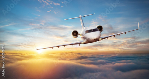 Fotomural Luxury private jetliner flying above clouds