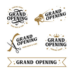 Grand opening templates set. Vector vintage illustration.