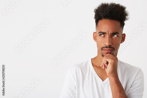 Closeup Of Pensive Attractive African American Young Man With
