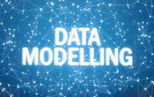 Digital Data Modelling Text On Blue Network Background