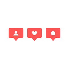 Wall Mural - social network rating icons: thumbs up icon, heart symbol, new follower set. flat design. vector soc