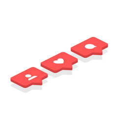 Wall Mural - social network rating icons isometric thumbs up icon, heart symbol, new follower set. flat design. v