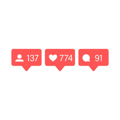 Wall Mural - social network rating icons: thumbs up icon, heart symbol, new follower set. flat design. vector soc