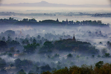 Buddha temple in the sunset dawn