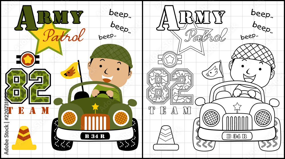Vector illustration of coloring book or page with kids cartoon on ...