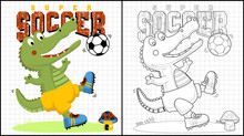 Vector Illustration Of Coloring Book Or Page With Soccer Player Cartoon