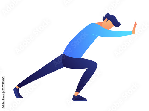 Fotomural Businessman pushing wall vector illustration