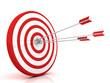 Leinwandbild Motiv Arrows hitting the center of target - success business concept
