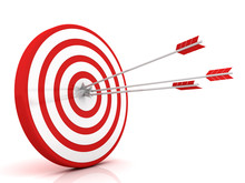 Arrows Hitting The Center Of Target - Success Business Concept