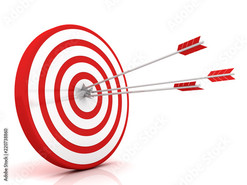 Cuadros en Lienzo Arrows hitting the center of target - success business concept