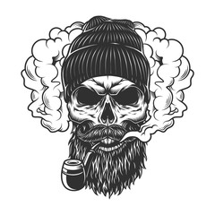 skull in smoke cloud