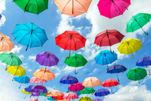 Background Image, Colorful Of Umbrella And Sky
