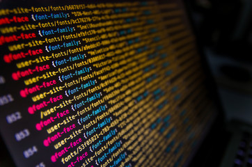 Wall Mural - desktop source code and wallpaper by computer language with coding and programming.