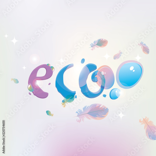 Abstract Eco Illustration With Dew Drops And Feathers Vector