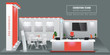 Grand Exhibition stand display mock up. High detailed 3d Vector illustration.