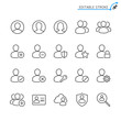 Users line icons. Editable stroke. Pixel perfect.