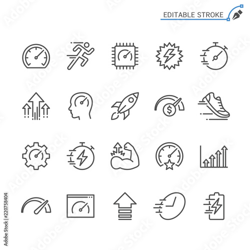 Fotografía Performance line icons. Editable stroke. Pixel perfect.