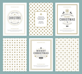 Merry Christmas greeting cards templates and patterns backgrounds