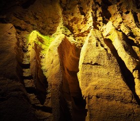 Wall Mural - View on the inside of a very old stone cave