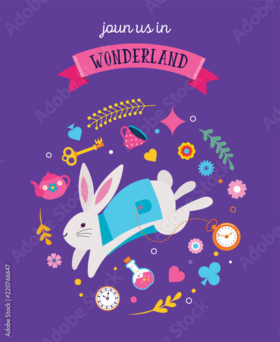 Fotomural Alice in Wonderland banner, poster and card. We are mad here