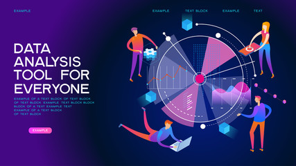 Wall Mural - analyzing statistics isometric concept banner
