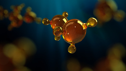 Wall Mural - 3d rendering illustration of glass molecule model. molecule of oil. concept of structure model motor