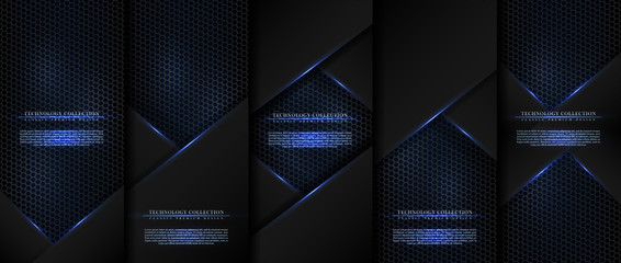 Wall Mural - technology collection abstract modern cyber carbon background card template vector