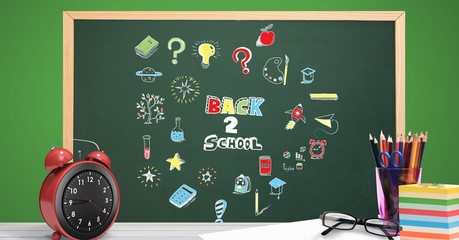 Wall Mural - Back to school Education drawing on blackboard for school