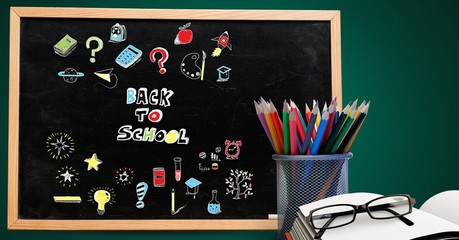 Poster - Back to school Education drawing on blackboard for school