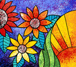 Colorful flowers canvas digital painting artwork