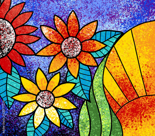 Dekoracja na wymiar  kolorowe-kwiaty-plotno-cyfrowe-malarstwo-grafika