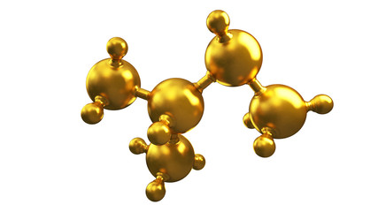 Wall Mural - 3d illustration of abstract gold molecule background