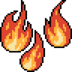 Canvas Print - vector pixel art fire set