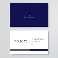 blue business card clean design vector template