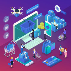 Sticker - E-commerce Isometric Composition