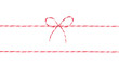 Red string with bow,decoration rope isolated.
