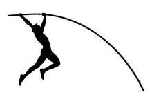 Pole Vault Athlete Jumper Black Silhouette