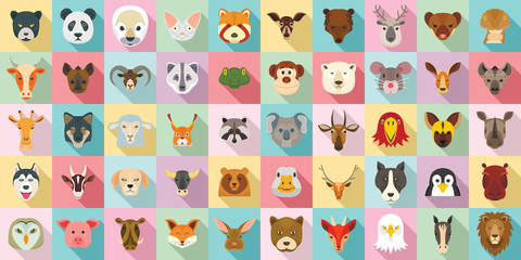 Wall Mural - animals icon set. flat set of animals vector icons for web design