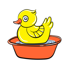 Poster - Yellow duck toy icon. Cartoon of yellow duck toy vector icon for web design isolated on white background