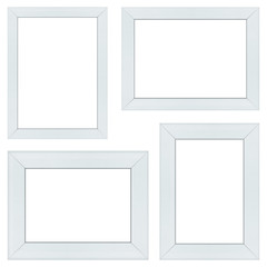 Wall Mural - Set of white wood frame or photo frame isolated on white background. Object with clipping path