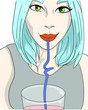 Girl drinking juice Vector. Cartoon character illustrations