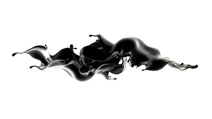 Wall Mural - Splash of black liquid. 3d illustration, 3d rendering.