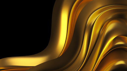 Luxury background with gold drapery fabric. 3d illustration, 3d rendering.