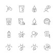 Set of the icons is drinking water and the importance of water to the body. 30x30 pixel. Editable stroke. Vector illustration.
