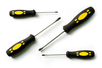 Screwdrivers on white background