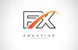 FX F X Swoosh Letter Logo Design with Modern Yellow Swoosh Curved Lines.