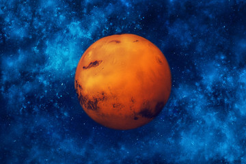 Wall Mural - planet mars in space. night sky and stars background.